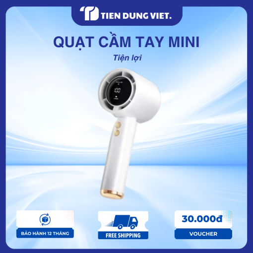 Quạt cầm tay mini màu trắng